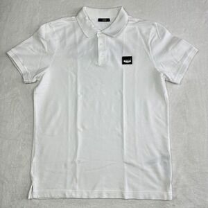 Cavalli Class Mens White Short Sleeve Graphic Back Logo Polo Shirt XL
